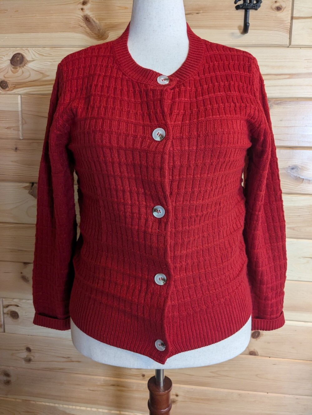Zeagoo Medium Women's Comfy Button Down Knit Cardigan Reddish Color